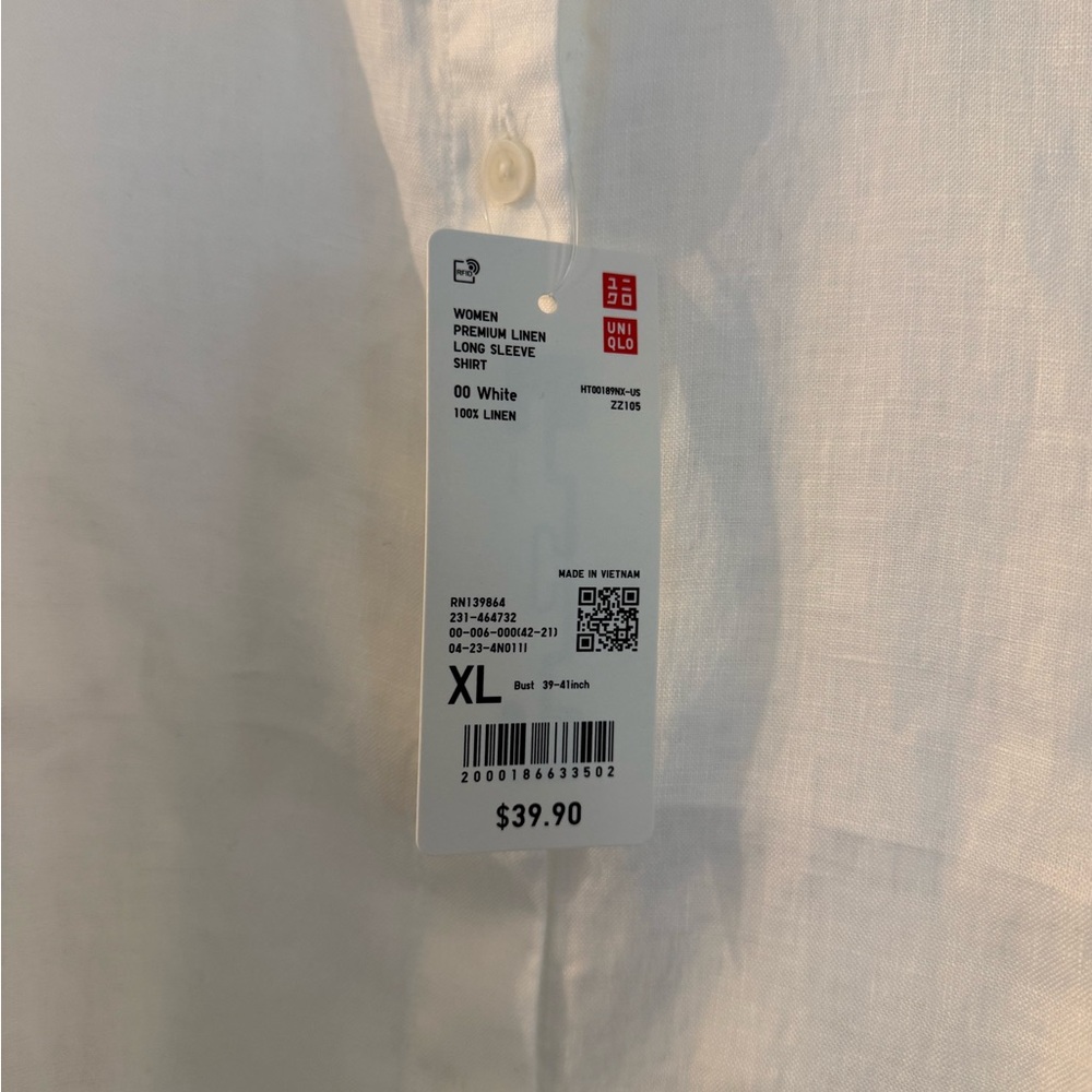 Uniqlo Women's White Casual Linen Button Down Shirt - Picture 3 of 5